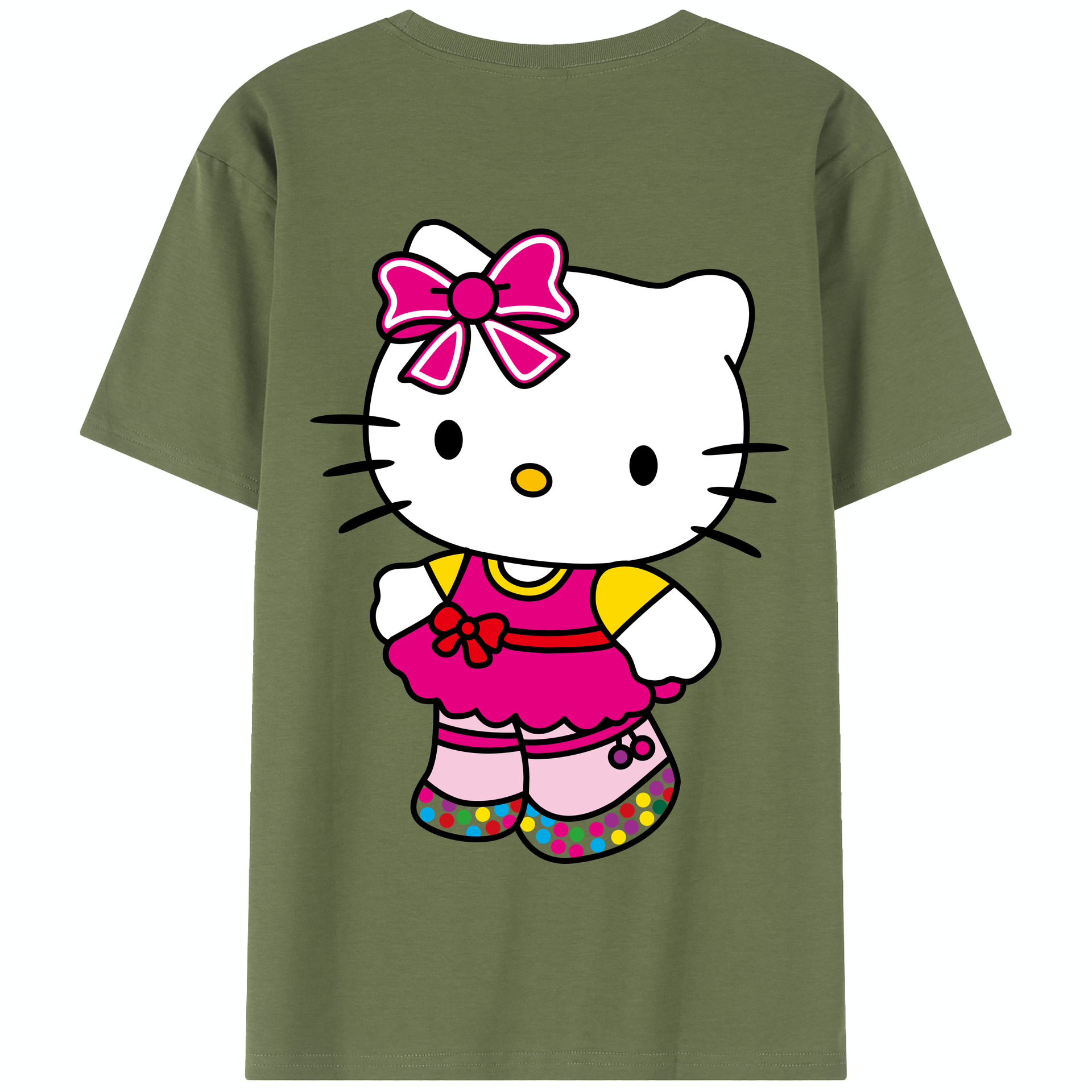 （画像用） Hello Kitty ハローキティ 綿100％半袖Tシャツ（背面プリント）